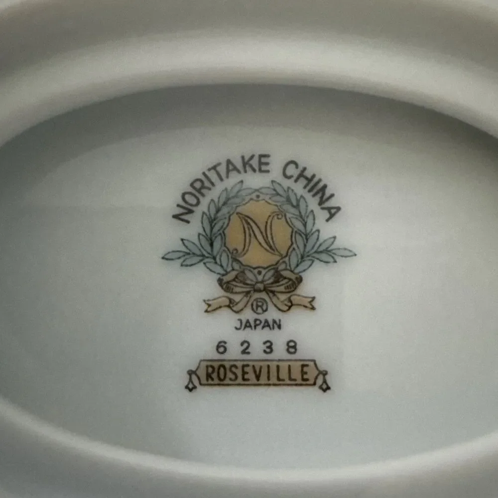 Noritake Roseville 6238 Gravy Boat with Attached Underplate Roses Pink Vintage